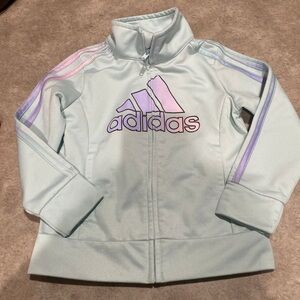 Girls Adidas zip up light blue with pastel colors jacket sz 3t